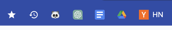 Chrome’s bookmarks bar with icons only